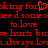 Red pixelated text on black background repeats phrases like 'looking for love' and 'hurts' with a central orange pixel cluster.