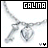 Two side-by-side pixelated images of a necklace with 'GALINA' text above and 'YY' symbols below, showing slight animation change in the lower right symbol.