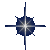 A blue starburst icon with four arms and a central bright spot, shown in multiple sizes on a gray background.