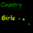 A pixelated image with green and yellow text on black background, featuring 'Country Girls' and 'KIK BUTT' with colored dots, and a green-yellow logo with 'OH YEE' text below.