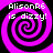 Four identical display a purple and black spiral background with white text reading 'AlisonR6 is dizzy!' in pixelated font