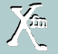 Four variations of a stylized X symbol with 'fm' text, displayed in white and black on light blue background.