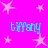 Bright pink background with scattered light pink stars and four instances of cyan text reading 'tiffany' in a pixelated font.