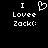 Pixelated white text and a heart symbol on a black background, with the heart symbol present in one view and absent in another.