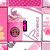 Pixelated pink-themed animation showing a cupcake with swirls, an 'i' symbol, and a heart icon transitioning between frames.