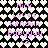 Pixelated text reads 'Nick Loves Kendiii Babyyyy' with a heart symbol over a black-and-white heart-patterned background, transitioning from light to dark gray hearts.