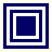 Four square each contain nested squares with alternating dark blue and white borders on a light background