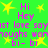 Green background with yellow stars and pink text repeating 'Hi', 'Hey', 'just love say', 'womoughs', 'bi- bi' in a pattern