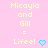 Pixelated text and cyan heart symbols on a pink background, repeated in a pattern with no visible animation changes