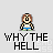 Pixelated character with brown hair and blue shorts displays multiple speech bubbles with phrases like "HEY HEY HEY!" and "WHY THE HELL" against a light gray background.