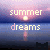 Pixelated image of a sunset over water with 'summer dreams' text, showing color variations in the text across frames.