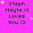 identical pixelated text icons on a bright pink background, each displaying 'Steph Mayte.=] Loves You.<3' with scattered white stars