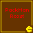 Four brown square with yellow borders display red text and a Pac-Man icon, each showing the same static image