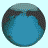 Pixelated globe animation showing Earth's rotation with blue oceans, dark landmasses, and light gray polar caps
