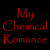 A 5x5 contact sheet of animated frames showing red text "My Chemical Romance" on a black background with dotted grid lines separating each frame.
