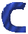 Blue C-shaped icon with textured surface, displayed in a of six identical static frames on gray background
