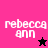 Four pixelated display 'rebecca ann' text with star symbols on pink, purple, black, and magenta backgrounds