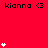 Red background with repeated "kianna <3" text and white heart symbols in varying quantities