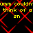 Yellow text on black background with red diamond pattern, repeating phrase 'umm couldnumm couldn't think of a think of a sn' in pixelated font