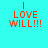 Four identical pixelated text display 'I LOVE WILL!!!' in red on cyan, green, bright green, and turquoise backgrounds
