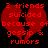 Red pixelated text on black background reads '2 friends suicided because of gossip & rumors' over a broken heart symbol.