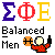 Pixel art icon with Greek symbols ΣΦΕ above text "Balanced Men" and a basketball player figure holding a ball.