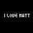 Pixelated text "I LOVE MATT" in various color combinations across a black background with small pink hearts, some frames showing full-color lettering.