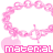 Pink chain-link border with heart motifs and pixelated text reading 'material' or 'girl' in alternating on a white background