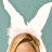 A contact sheet of six animated frames showing a woman in bunny ears and swimsuit posing with hands on hips, adjusting her top, and turning to the side against a teal background.