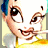 Pixelated cartoon character in yellow dress with blue hair and white collar, next to text "TOTALLY sweet" with black heart symbol on light background.