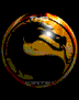 A spherical icon with a fiery orange and yellow pattern rotates to display a black silhouette of a snake coiled around a circular border.