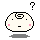 Pixelated character with spiral hair, pink cheeks, and question marks above head; two expressions shown in sequence.