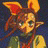 Pixelated anime-style character with orange ears and green eyes on left, black background with white text "Anime IM" and signature on right.