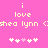 Pixelated text on pink background with two identical side-by-side sections showing 'i love shea lynn' and five heart symbols, one heart changing color.