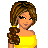 Animated pixel art of a woman in yellow top and blue jeans with brown braided hair, alternating between full-body and head-and-shoulders views against white background.