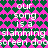 Pixelated pink background with repeating dark green heart pattern and white text reading 'our song is a slamming screen dooscreen doo' in multiple