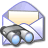 Pixelated icon shows a light purple envelope with a yellowish interior, containing a black and gray camera with two blue lenses.