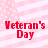 Red text reading "Veteran's Day" on a pink and white striped background with faint white dots.