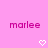 Pink background with two identical pixelated 'marlee' text strings and white heart symbols below each.