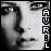 Black-and-white pixelated face with vertical text 'AURIL' on right side, showing subtle facial expression shift between frames.