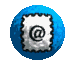 Nine blue spherical icons with white @-symbol patches, each patch showing different rotation angles against a gray background.