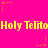 Bright pink background with yellow text repeating 'Holy Telito' in two horizontal , surrounded by small star-shaped animations