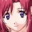 Pixelated anime-style character with pink hair and purple eyes on left, black background with white text on right.