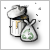 Pixelated icon shows a trash can with a recycling bag, both rendered in grayscale with green recycling symbol and scattered pixel fragments.