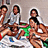 Five pixelated figures in casual poses with varied clothing colors against a light gray background.