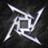 A static pixelated icon features a white and gray spiral design with four curved arms radiating from a central square on a dark background.