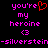 Pixelated text and symbols in pink and red on black background, with a heart replacing the apostrophe in 'you're' on left side.