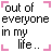 Pixelated text in black reads "out of everyone in my life..." on the left and "only you make it possible" on the right, framed by pink corner brackets with a small heart at bottom-right.