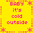Yellow background with pink text repeating 'BABY it's cold outside' in a pattern, bordered by asterisks and vertical lines