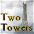 Static image with pixelated text 'Two Towers' over a blurred background featuring a tall, narrow tower structure.